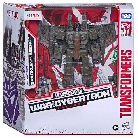 Transformers War for Cybertron Trilogy Netflix Voyager Sparkless Seeker 3-pack Walmart exclusive box package front